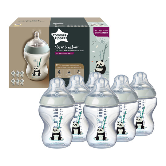Tommee Tippee Closer to Nature Feeding Bottle, 260ml x 6 - Girl image number 1